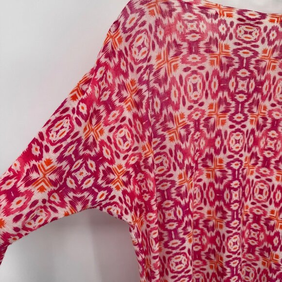 Chicos 1 Womens Pink  Orange Geometric Print sweater Tunic Top Size medium - Picture 9 of 12